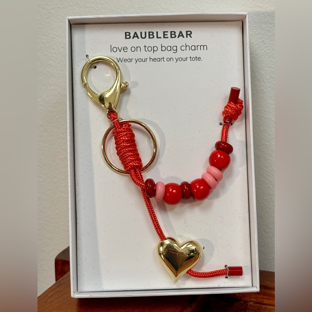 BaubleBar Heart Red and Pink Bag Charm
